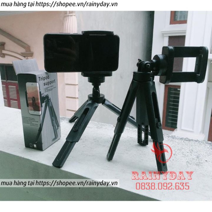 Chân đỡ điện thoại, tripod mini để kẹp điện thoại máy ảnh 3 chân livestream quay phim video chụp ảnh