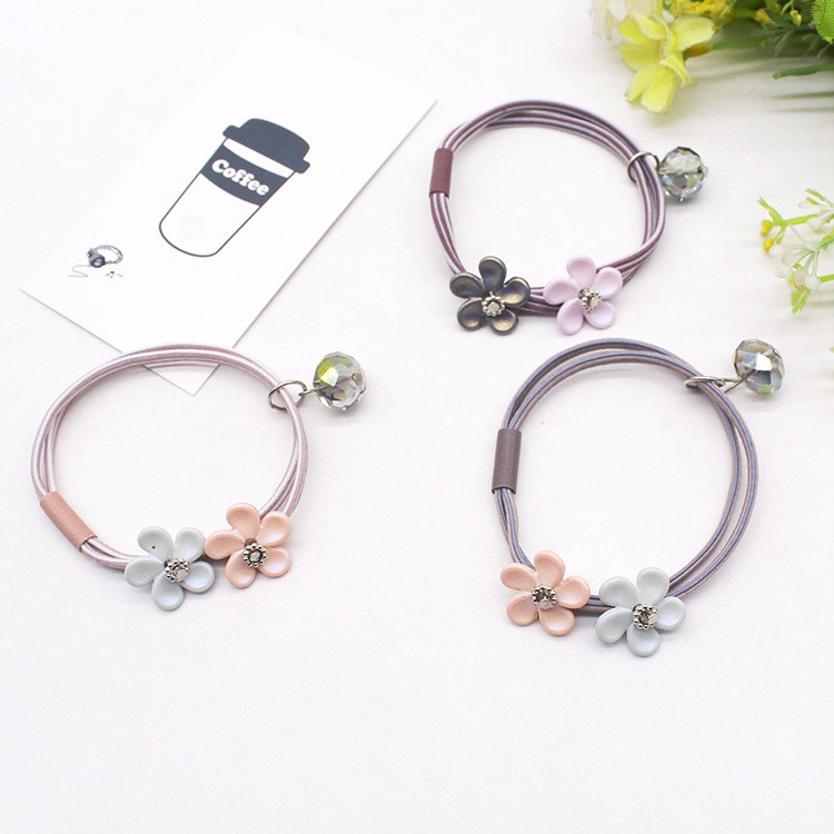 Dây buộc tóc co giãn gắn hoa phong cách Hàn Quốc thời trang cho nữ