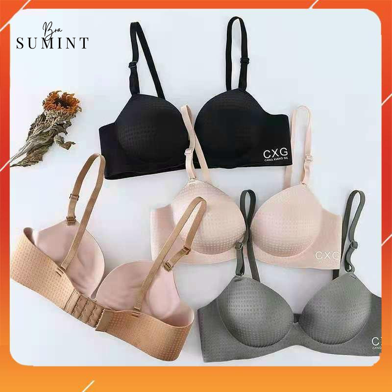 [Hàng mới về] Áo lót nữ su đúc không gọng nâng ngực họa tiết ô vuông nhí, chip A5049