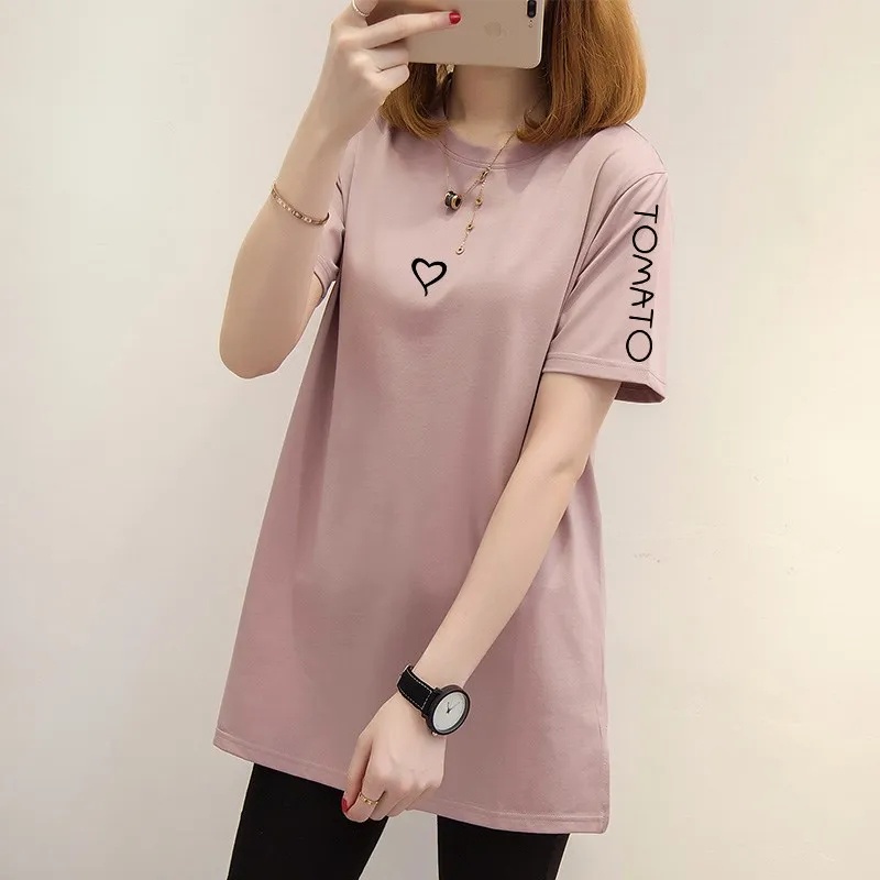 Áo Thun Tay Ngắn Dáng Dài Size Lớn M-5XL Cho Nữ