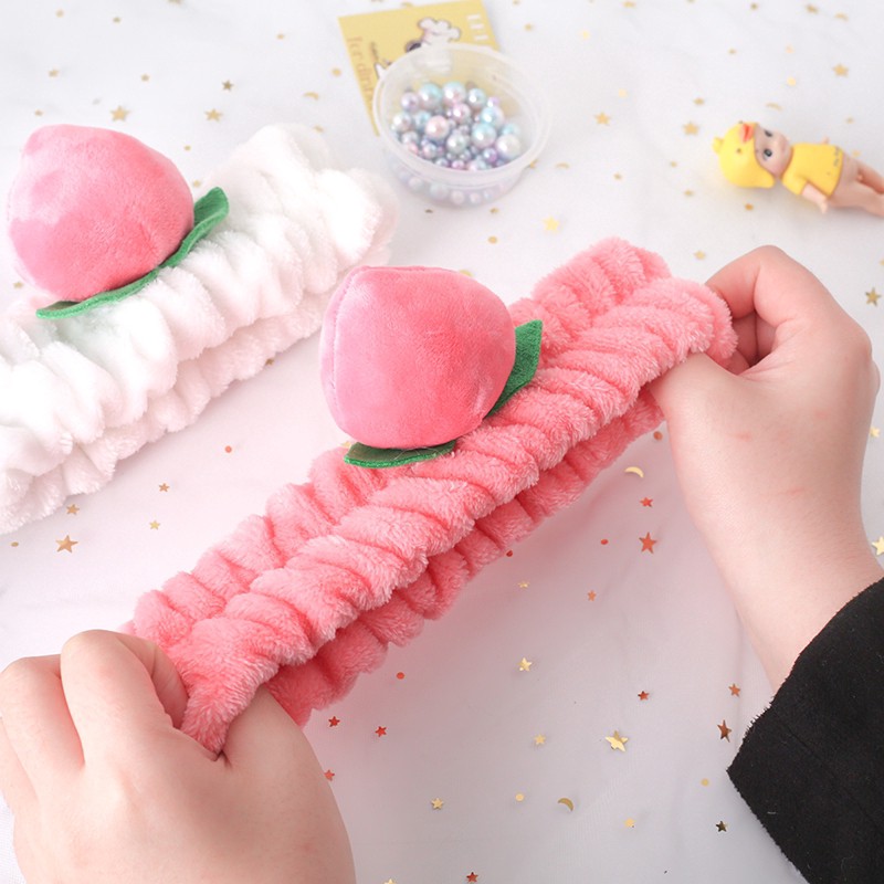 Băng Đô Turban Quả Đào 3D Peach Vải Bông Nhung Dày Dặn Siêu Mềm Mướt Cute