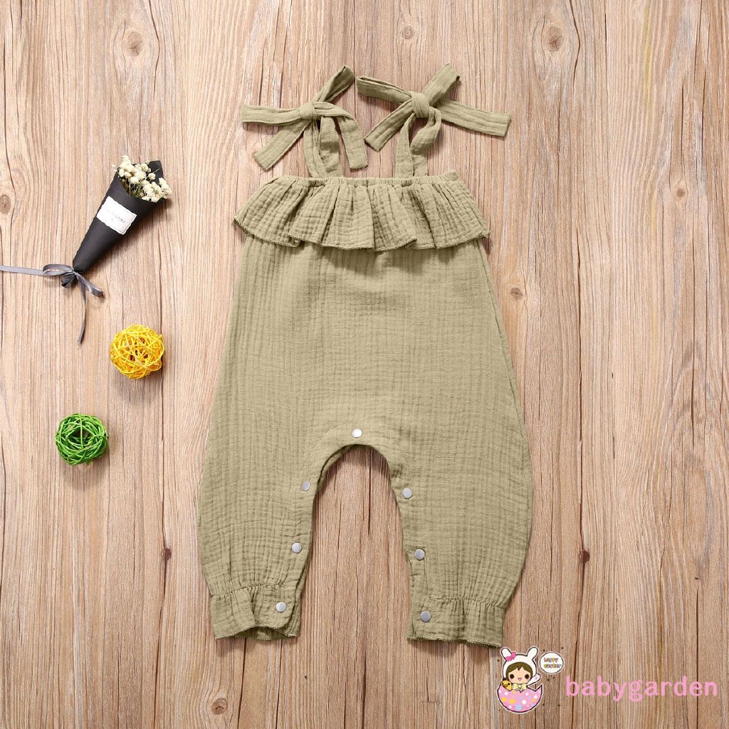 Jumpsuit Sát Nách Màu Trơn Cho Bé Gái