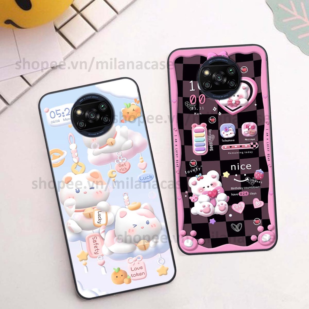 Ốp Xiaomi Poco X3 / Poco X3 Pro hình đồng hồ icon gấu mèo cute cực dễ thương ngộ nghĩnh