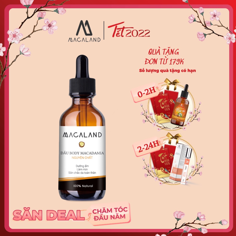 Dầu massage body tinh dầu Mắc Ca nguyên chất MACALAND 50ml dưỡng ẩm và bảo vệ da ngăn ngừa lão hóa