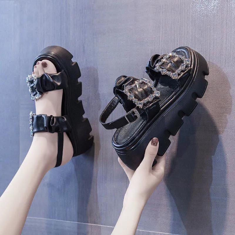 Giày sandal đế xuồng dày phong cách thể thao thời trang hè mới