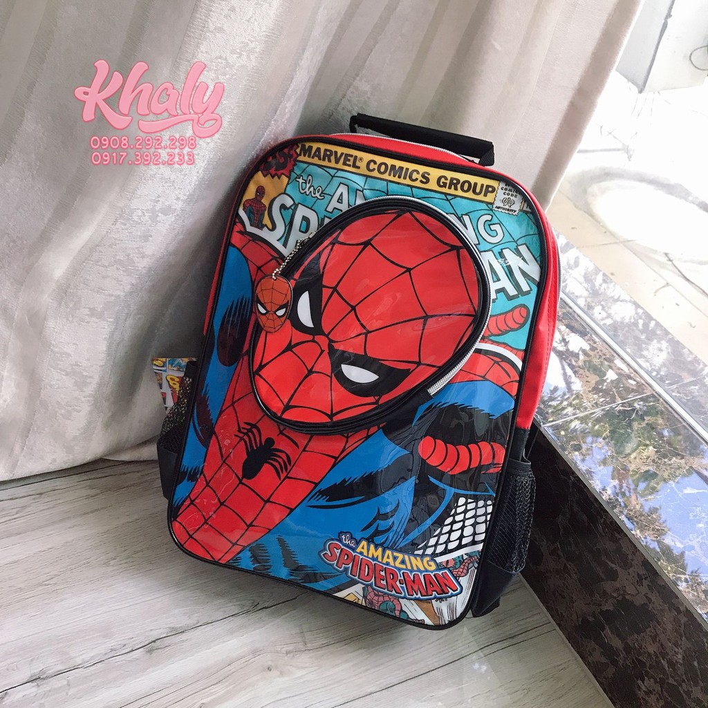 Balo, cặp táp 16&quot; 2 ngăn hình người nhện Spiderman nổi màu đen đỏ cho học sinh bé trai (Thái Lan) -  690SPNG5009382