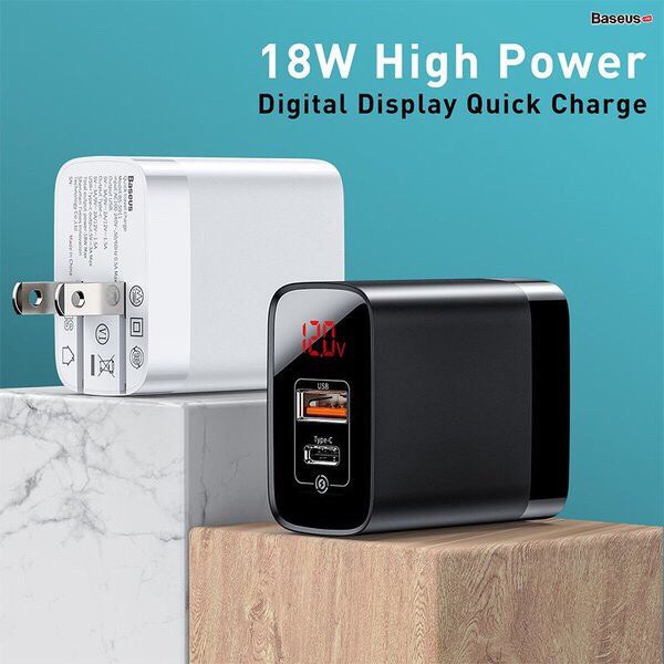 Bộ sạc nhanh PD3.0/QC 3.0 hỗ trợ sạc nhanh 18w Baseus Mirror Lake PPS Digital Display Quick Charger