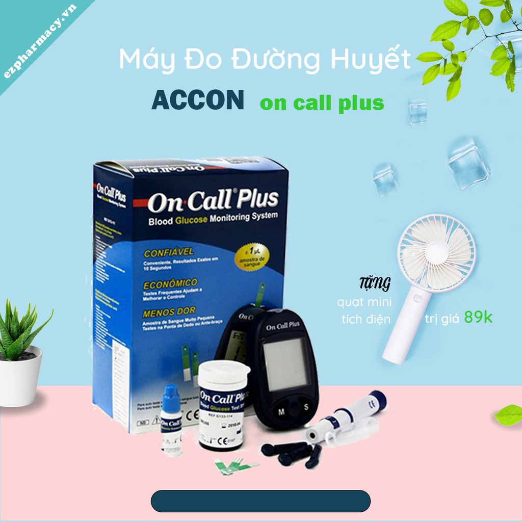 (HOT - Tặng quạt mini + hộp 25 que thử) Máy Đo Đường Huyết Acon On Call Plus