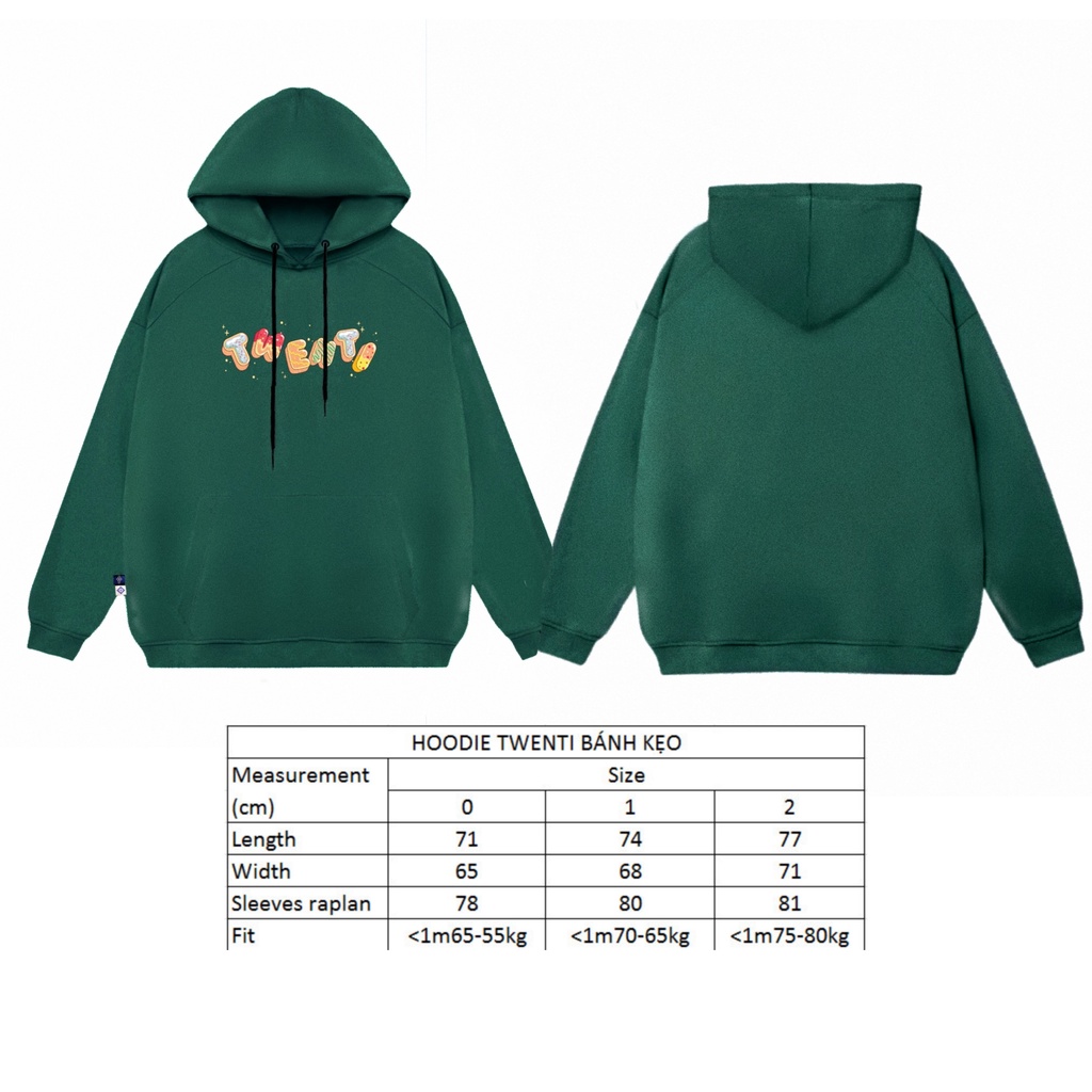HOODIE TWENTI NỈ COTTON BÁNH KẸO ĐÁNG YÊU XANH ĐẬM | BigBuy360 - bigbuy360.vn