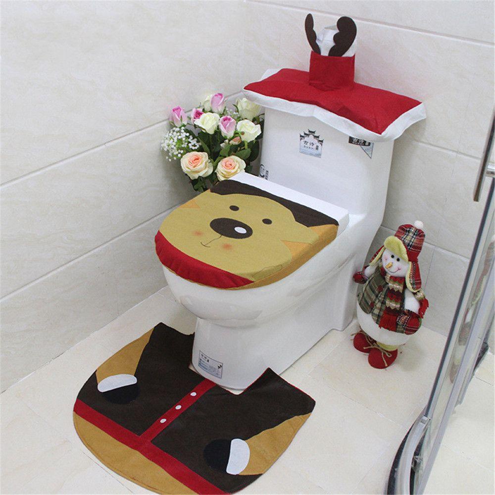 Bộ 3 Thảm Lót Bồn Cầu Họa Tiết Giáng Sinh Ốp