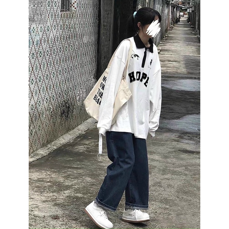 Áo Polo Sweater Cổ Bẻ Nam Nữ Chữ AHPH Unisex Phối Màu Basic