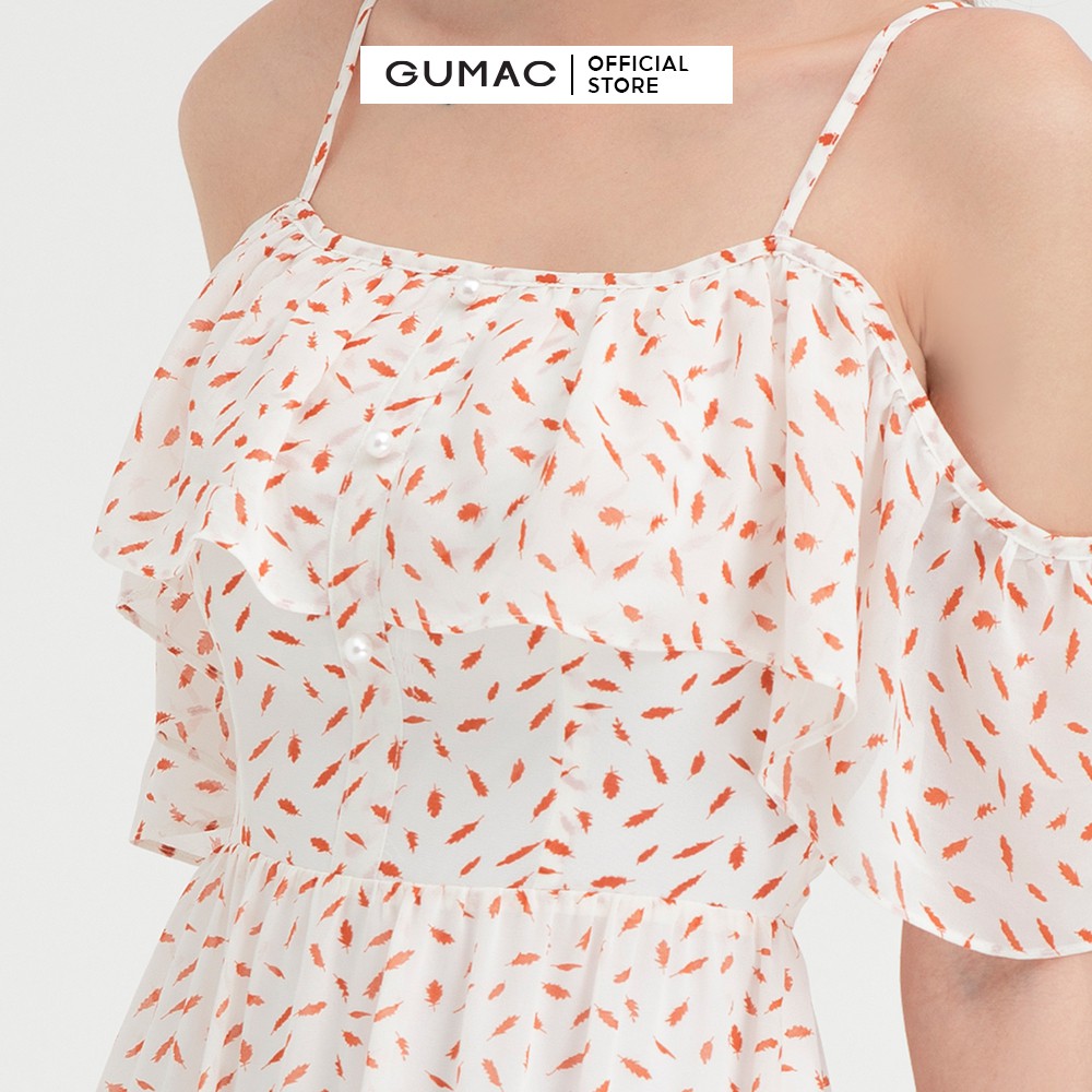 [Mã MABR07062 giảm 8% tối đa 50K đơn từ 249K] Đầm hoa nhí nữ trễ vai GUMAC thiết kế tiểu thư DB494 | BigBuy360 - bigbuy360.vn