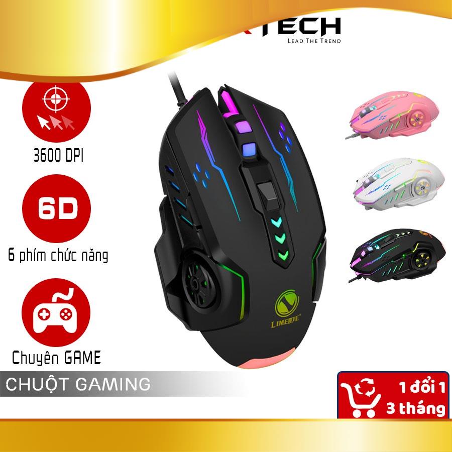 Chuột gaming máy tính có dây Lextech CV7 3600 DPI LED nhiều màu chuyên game, sử dụng cho laptop máy tính bàn