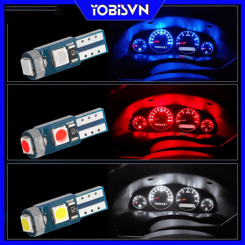 Đèn Led T5 W3W 3smd Chip Led 3030 DC12V Nhiều Màu Cho Xe Hơi, Xe Máy