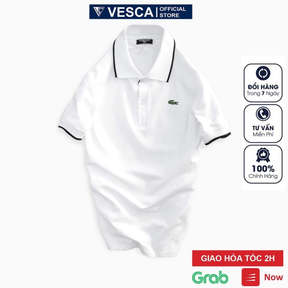 [Kaki.vn] Áo phông nam có cổ polo cộc tay cao cấp Hamino vải thun cotton co giãn màu trắng đen E1