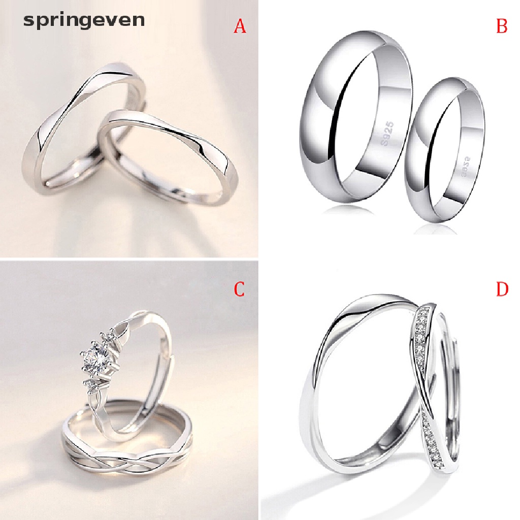 1 Cặp Nhẫn Đính Hôn Đính Kim Cương Pha Lê Có Thể Điều Chỉnh Kích Cỡ