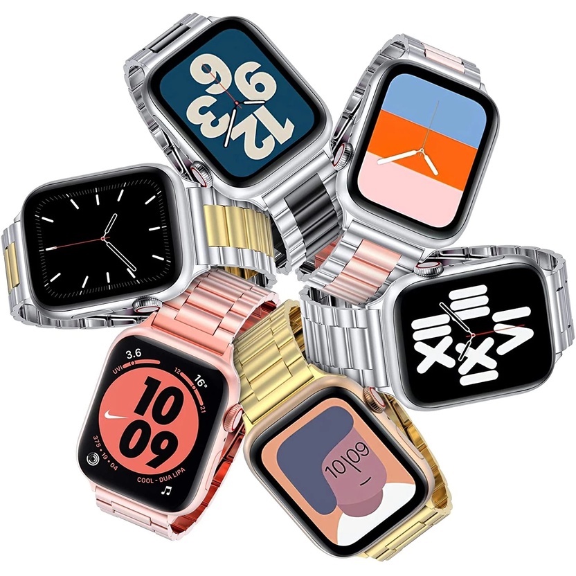 Dây Đeo Thay Thế Chất Liệu Thép Không Gỉ Màu Đen/Bạc Cho Apple Watch Wach 38-44mm 6 5 4 3 304