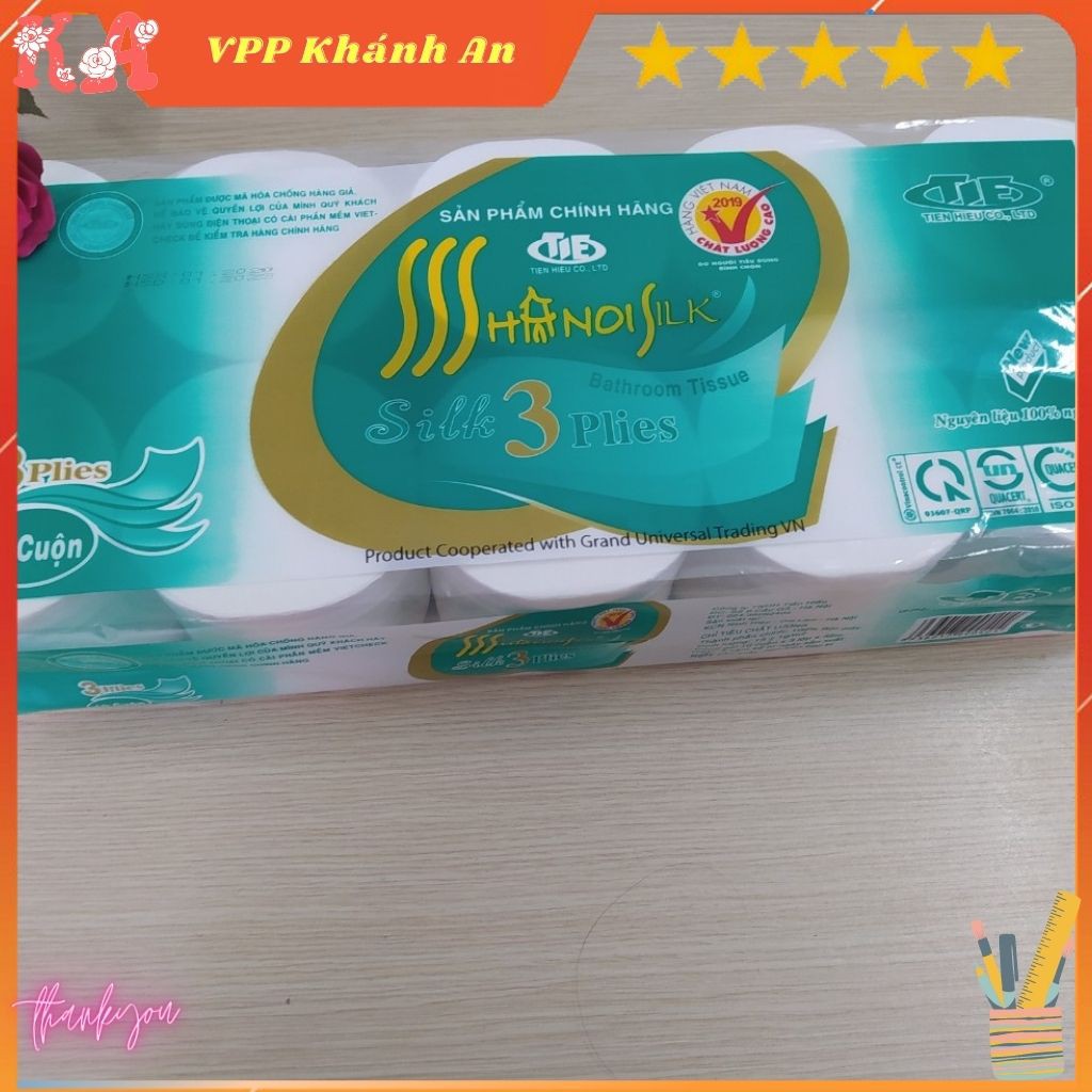 Giấy vệ sinh Hà Nội không lõi(3 lớp, 10 cuộn) hàng chuẩn công ty