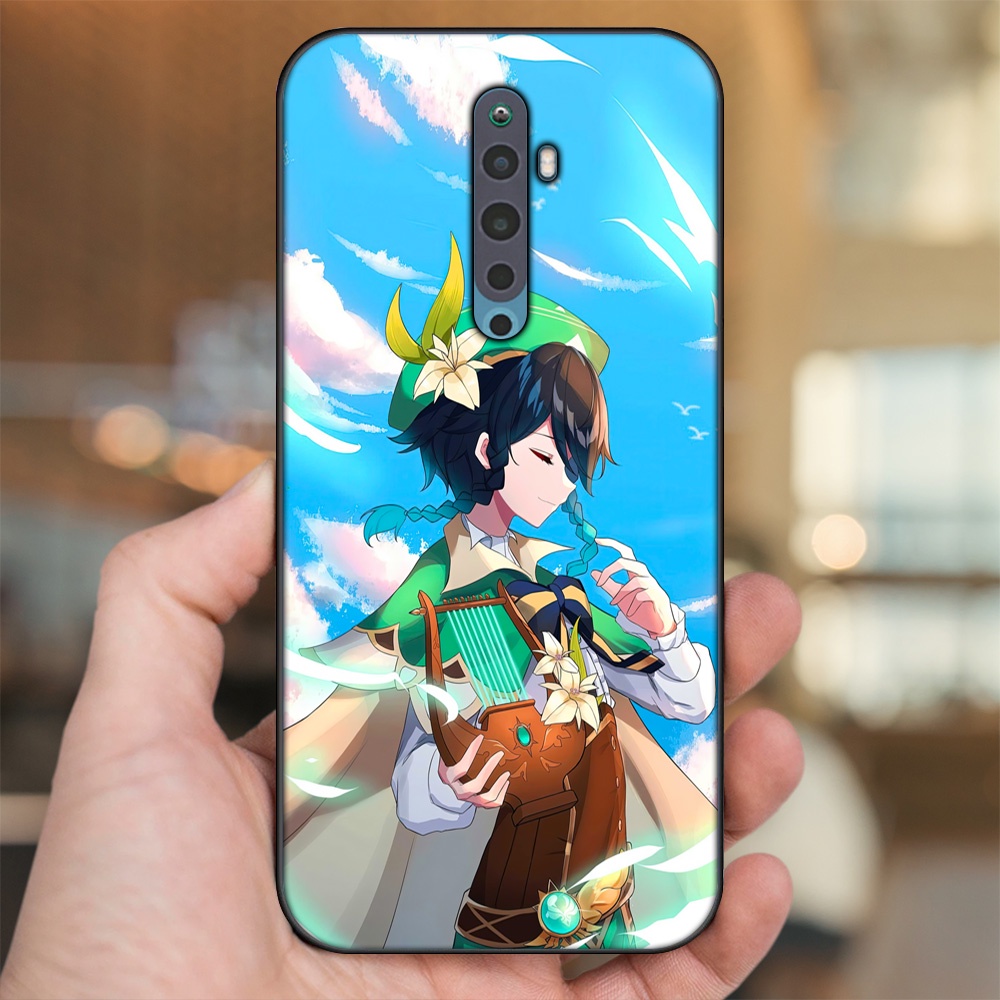Ốp lưng Oppo Reno 2F viền đen in hình Venti Genshin Impact