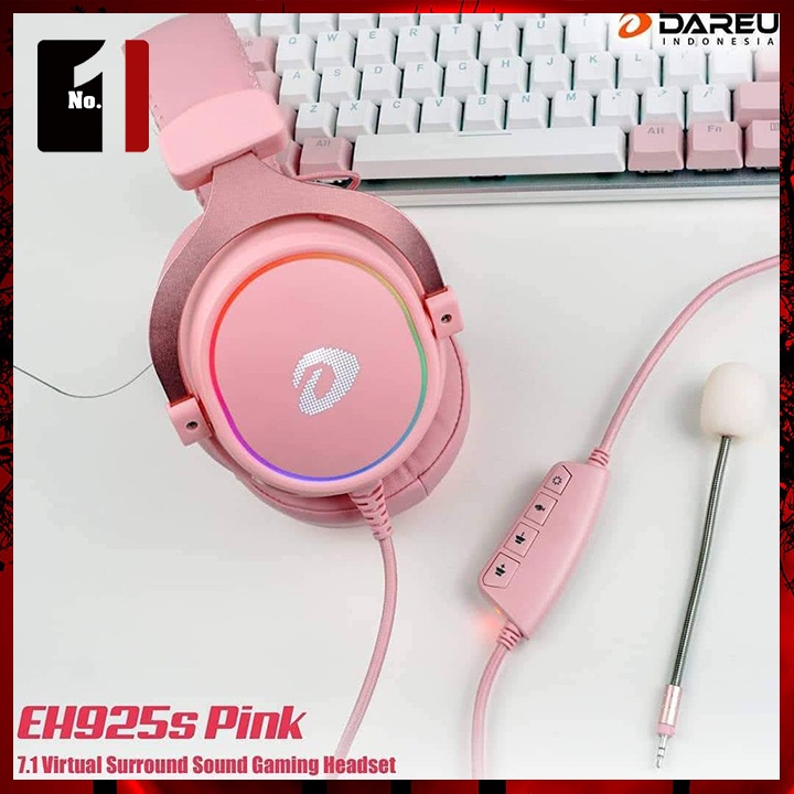 Tai Nghe Nhạc Headphone Gaming Chụp Tai Có Dây DAREU EH925S Hồng Led RGB Tai Nghe Game Thủ Có Mic Máy Vi Tính Laptop Pc