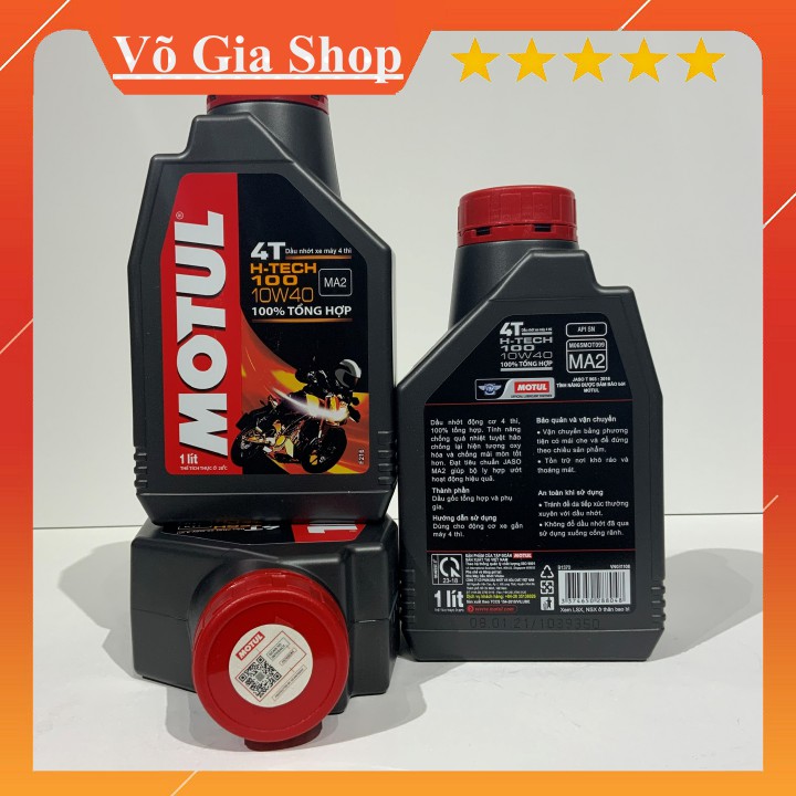 Nhớt Motul H-Tech 100 10w40 MA2 1L - Nhớt Xe Số Cao Cấp Full Tổng Hợp Chính Hãng