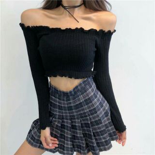 <HÀNG ORDER> THA29 ÁO CROPTOP LEN TRỄ VAI