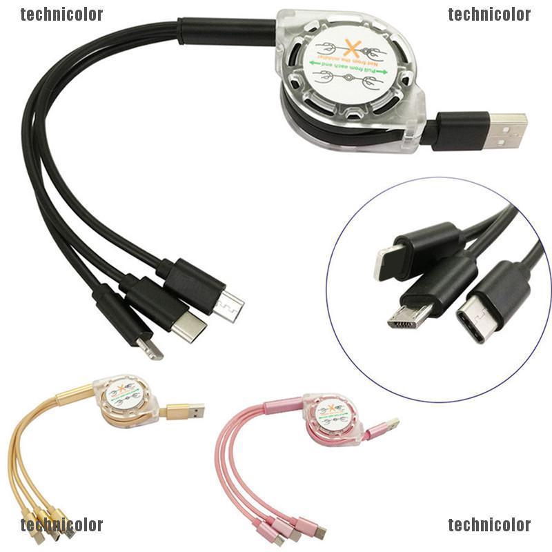 Dây cáp sạc dạng dây rút đa năng 3 trong 1
