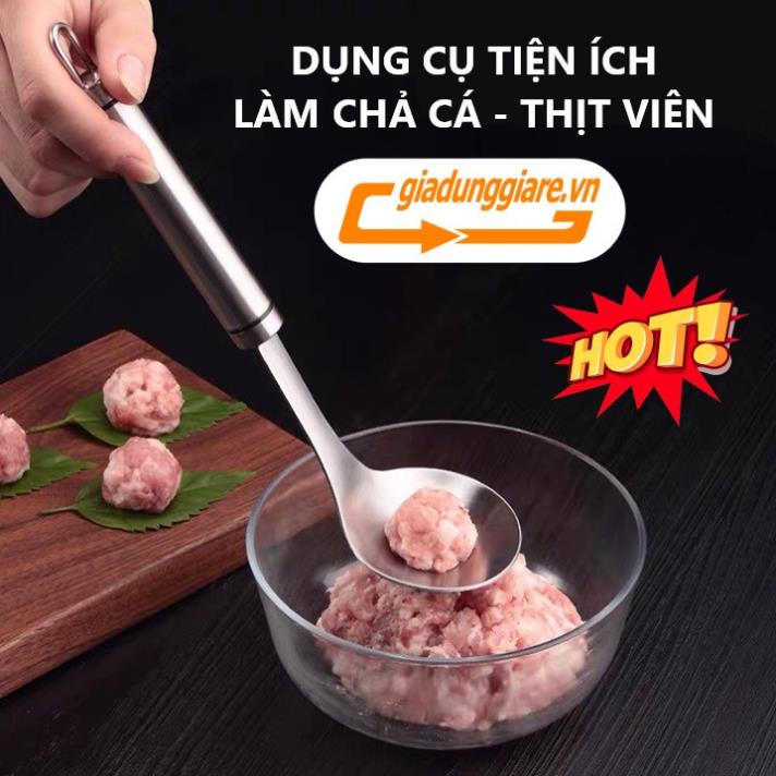 ( Bán sỉ ) Dụng cụ làm thịt viên nặn cá viên chả cá sắn mọc tiện dụng dài 25cm (Chất liệu INOX)