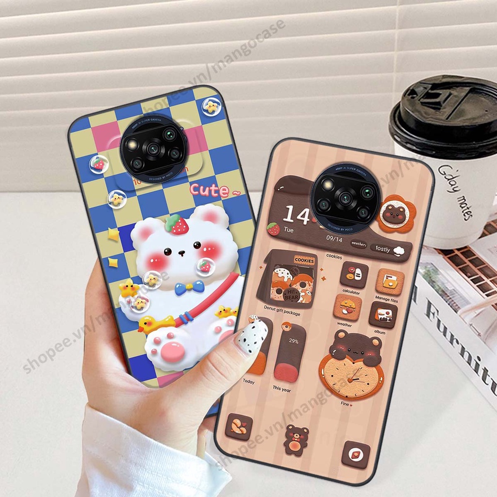 Ốp lưng Xiaomi Poco X3 / Poco X3 Pro hình gấu, thỏ, đồng hồ cute dễ thương