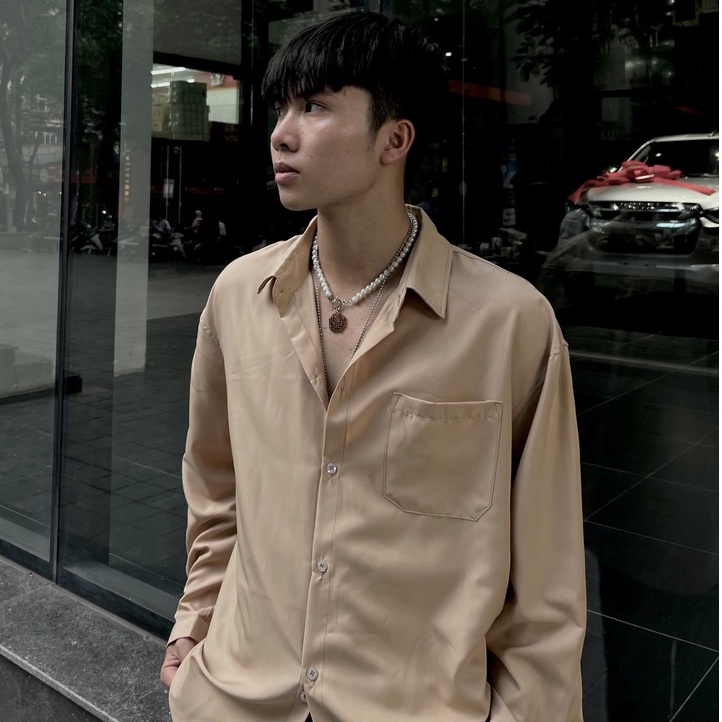 Áo sơ mi nam form rộng Hàn Quốc màu xanh lá hot trend Vettino sơ mi nam nữ unisex dài tay vải lụa chống nhăn