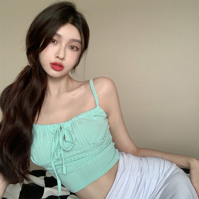 Áo Hai Dây Màu Sắc Trơn Phong Cách Hàn Quốc