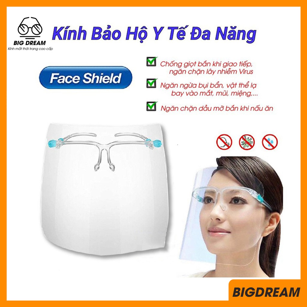 Kính bảo vệ mắt khỏi vi khuẩn mùa dịch, kính chống giọt bắn cao cấp (gồm kính và tấm chắn) | BigBuy360 - bigbuy360.vn