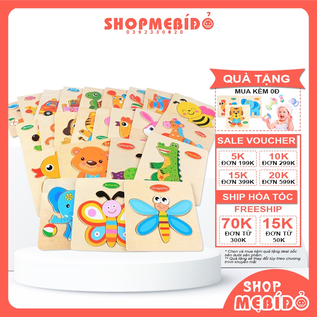 Tranh Gỗ Ghép Hình Cho Bé Nhiều Hình Ngộ Nghĩnh Giúp Bé Phát Triển Trí Tuệ Shop Mẹ Bí Đỏ PK77