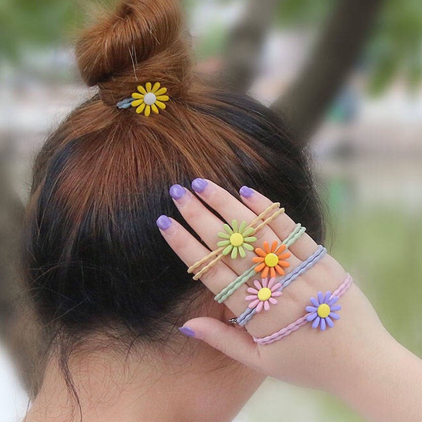 Dây buộc tóc nữ hoa cúc họa mi - Set 10 dây cột tóc dễ thương, bền đẹp - NASI Store