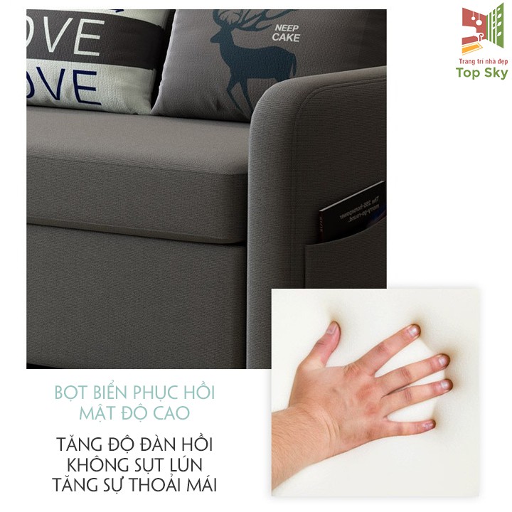 [ GIÁ TỐT] GHẾ SOFA THÔNG MINH, GIƯỜNG GẤP KHUNG THÉP CÓ NGĂN CHỨA ĐỒ, KT 1m9x1m9.