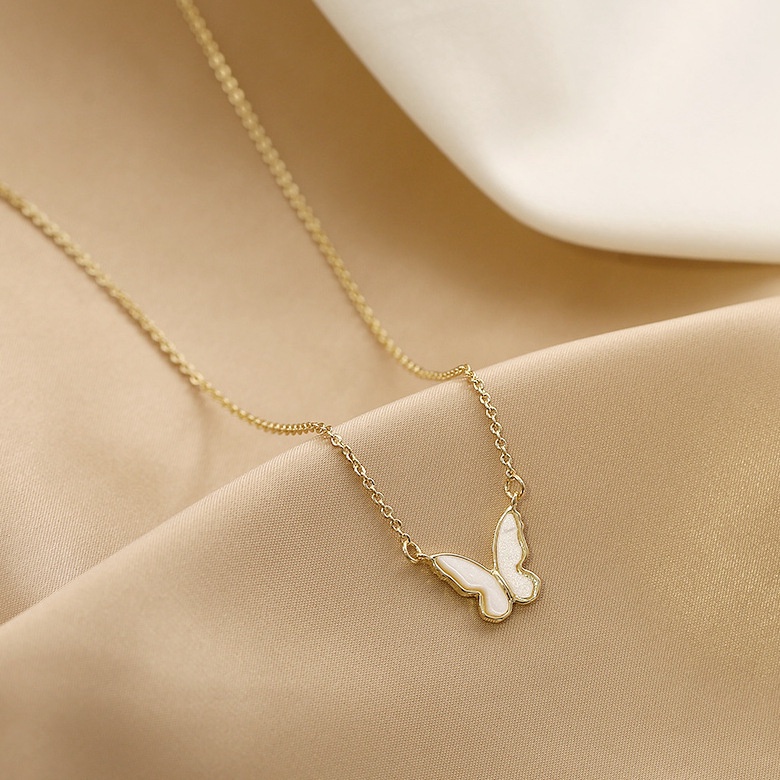 [Quà Tặng Valentine] Vòng cổ Mặt Hình Bướm Màu Trắng Phong Cách Hàn Quốc Thanh Lịch Đơn Giản Sáng Tạo Thời Trang Nữ