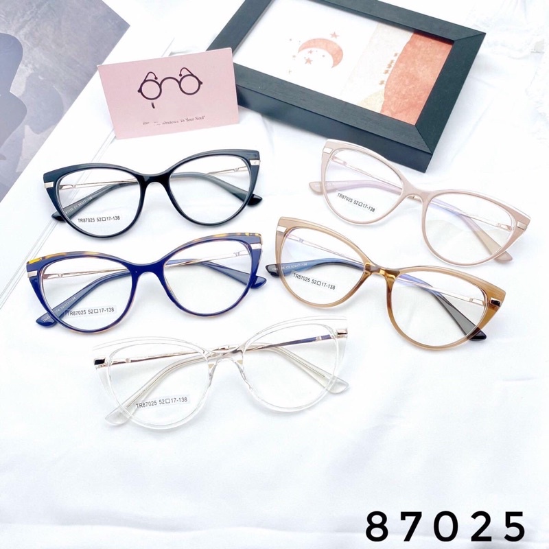 Gọng Kính Mắt Mèo Nhựa Càng Kim Loại Có Lò xo thời trang nữ cao cấp 87025 ,Kính mắt mèo nữ Namphongeyewear