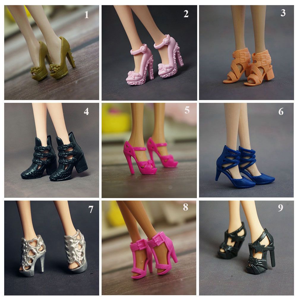 Giày cao gót nhựa nhiều màu sắc thời trang 29 kiểu tỉ lệ 1/6 cho búp bê