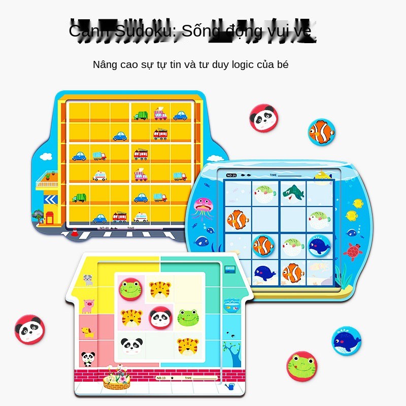 ▫☂Trẻ em Sudoku Magnetic Three, Four, Six Grid Entry Mẫu giáo Tư duy logic Thang đào tạo trò chơi dục Bảng đồ