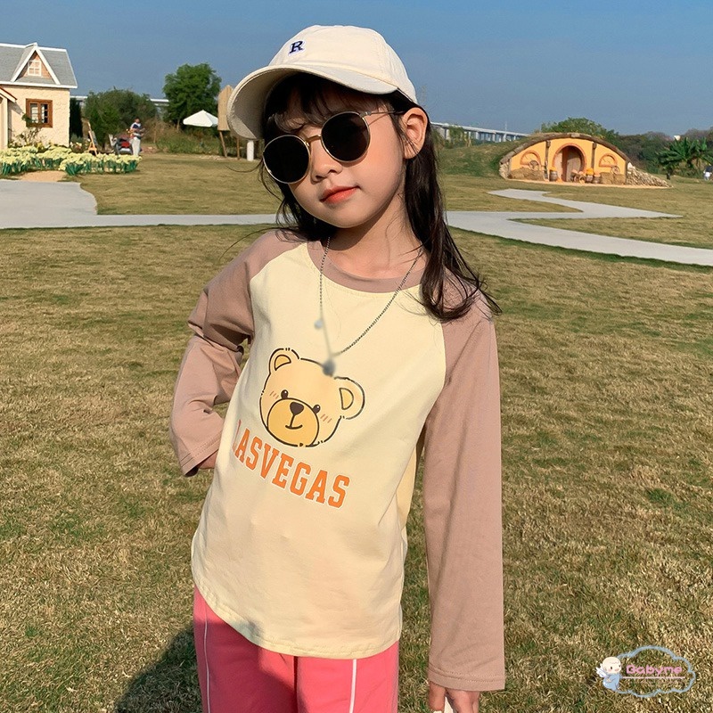 Áo Thun Tay Dài Cổ Tròn In Họa Tiết Hoạt Hình Dành Cho Bé Gái