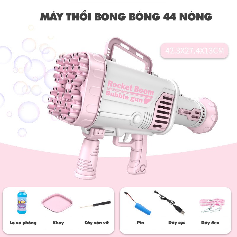 Súng Bắn Bong Bóng 44 Lỗ - Máy Phun Bong Bóng Siêu Cấp Cổng Sạc Điện - Smarthome Toys