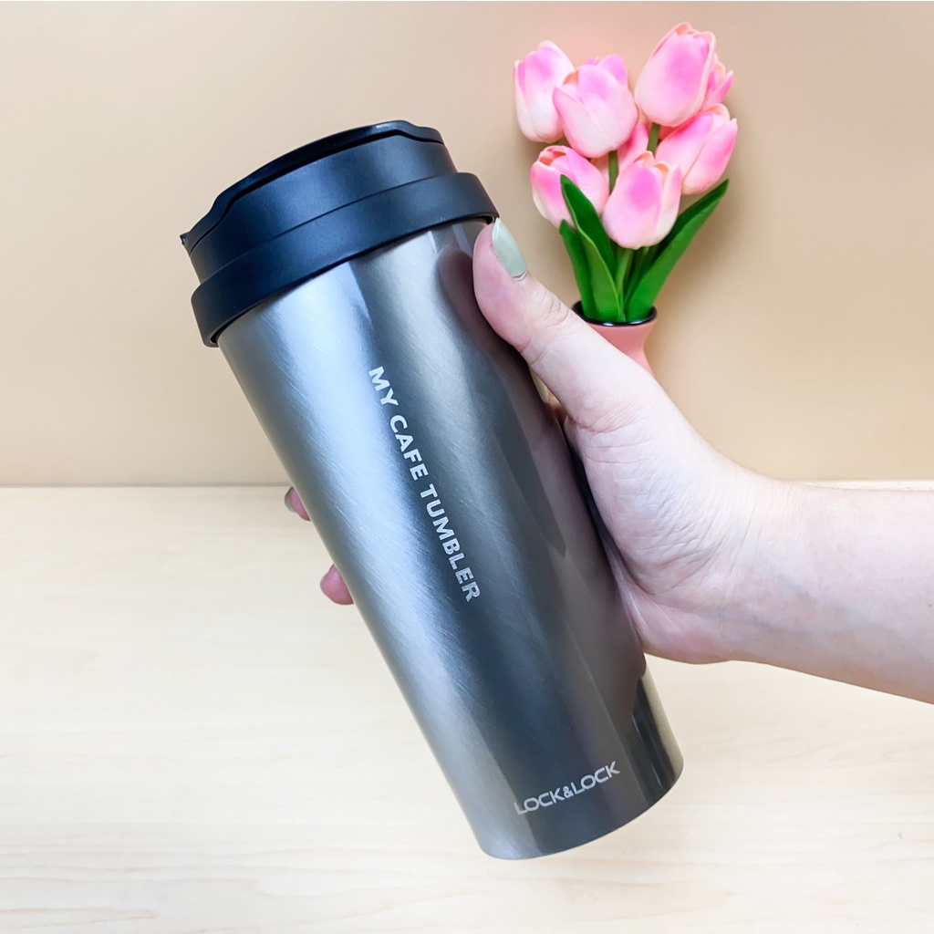 Ly giữ nhiệt bằng thép không gỉ Lock &amp; Lock Clip Tumbler chính hãng 540ml, ly đựng cafe giữ nhiệt Lock and Lock nắp bật