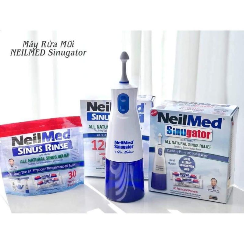 Máy rửa mũi chạy pin NeilMed kèm muối rửa