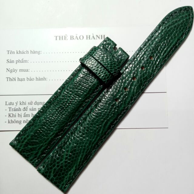 DÂY ĐỒNG HỒ DA ĐÀ DIỂU MÀU XANH RÊU các size từ 10mm- 20mm