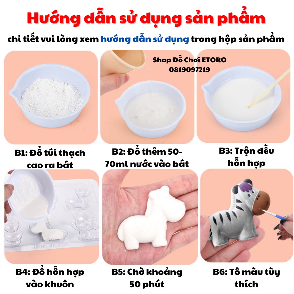 Bộ Đồ Chơi Tô Tượng Thạch Cao Tự Làm DIY Kèm Sẵn Màu Nước Cọ Vẽ Nhiều Chủ Đề Công Chúa, Kem, Xe Đua, Khủng Long, Xe Oto