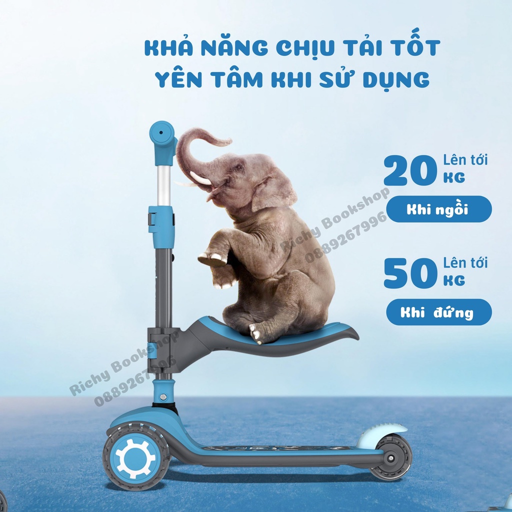 Xe Scooter Cao Cấp 3 Bánh Phát Sáng Gấp Gọn - Mideer Scooter 2 in 1