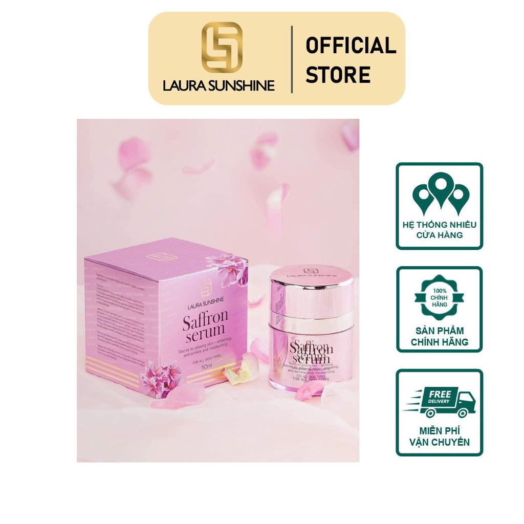 Serum Dưỡng Trắng Da Đều Màu Da, Căng Bóng Saffron Sản Xuất Hàn Quốc 50ml Nhụy Hoa Nghệ Tây- Laura Sunshine Nhật Kim Anh