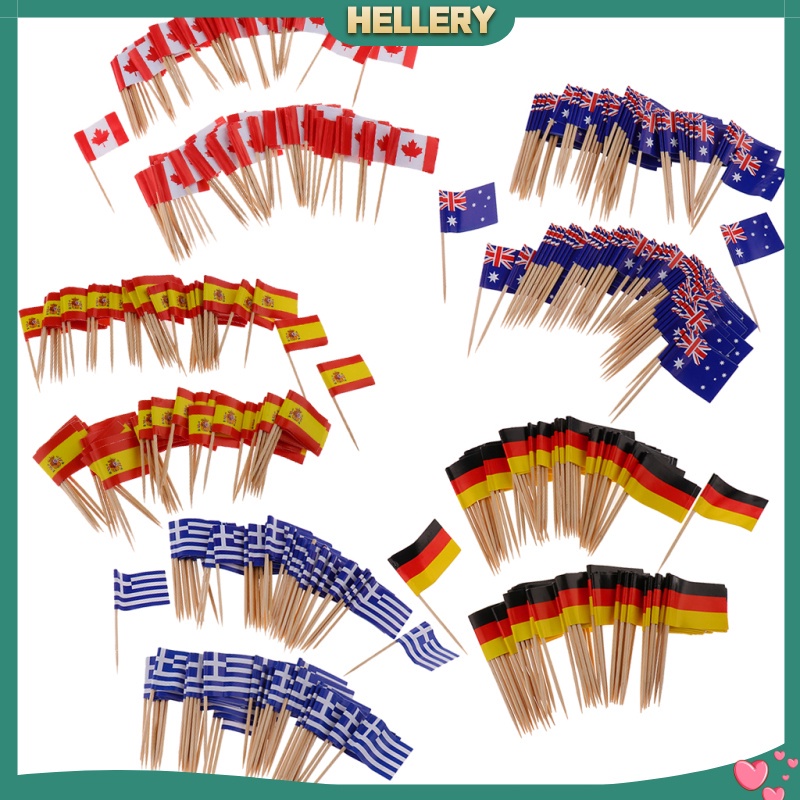 Set 100 Tăm Xỉa Răng Trang Trí Bánh Kem Hình Lá Cờ Canada