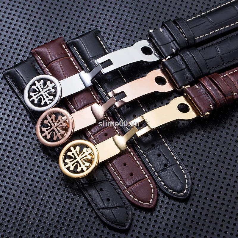 Dây đeo đồng hồ bằng da bò PP khóa bướm cỡ 20mm thay thế cho PATEK PHILIPPE