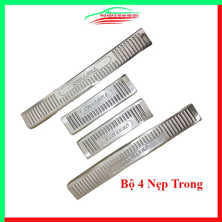 Ốp bậc cửa, nẹp bước chân INOX cho xe Triton 2015-2021